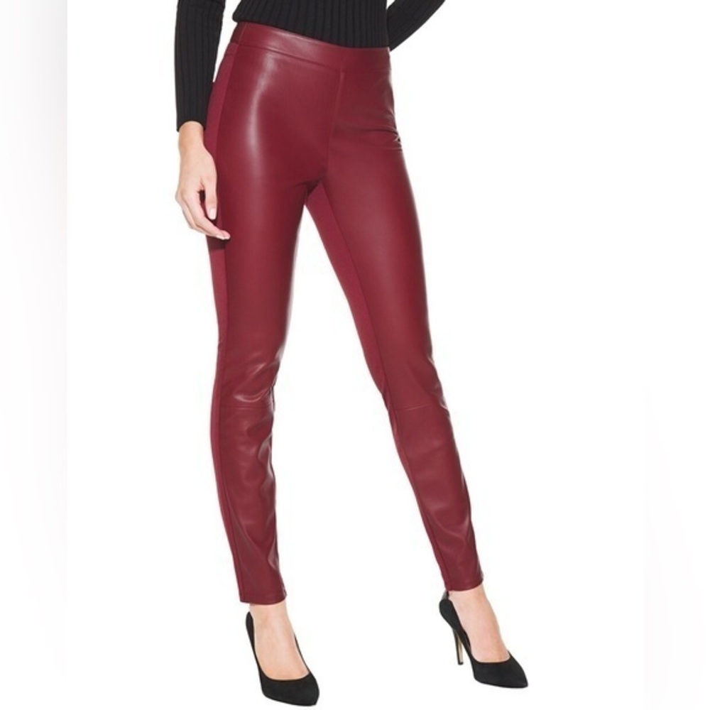 WHBM White Cabernet Vegan Faux Leather Leggings Size 2‎